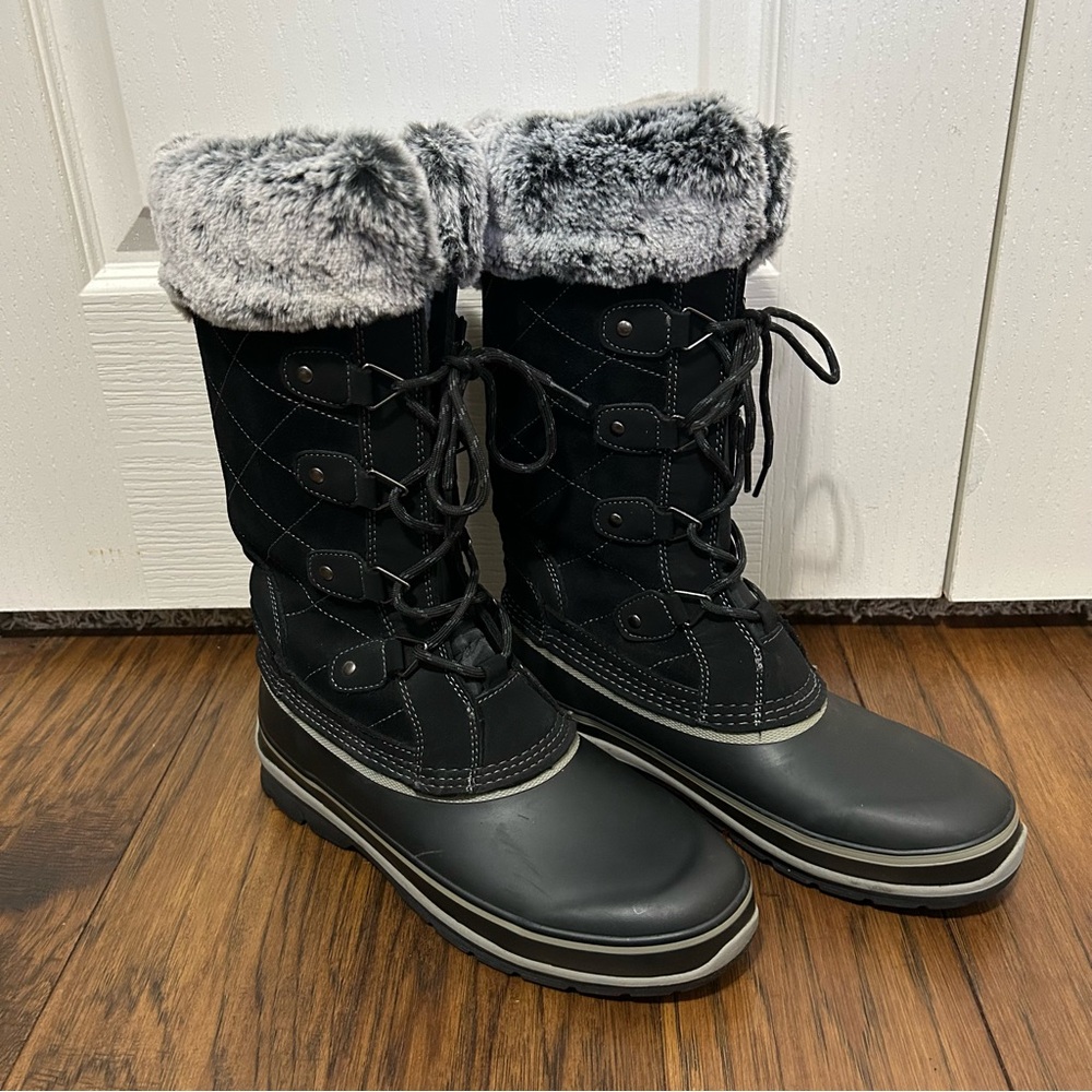 Khombu Ellie Black Suede Faux Fur Winter Snow Boot Women's Sz 9